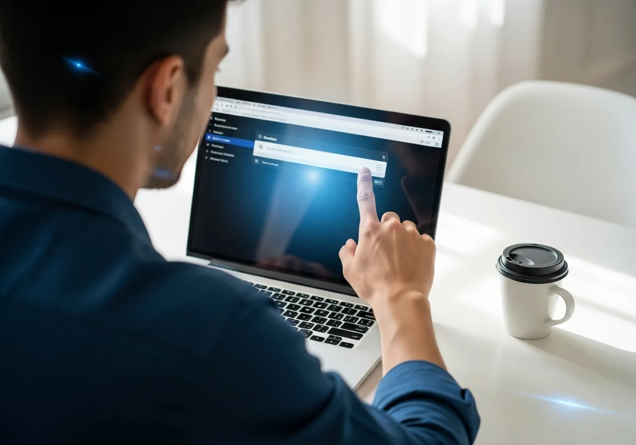 A marketer at a desk shortening the page they're reading with the Zio Extension